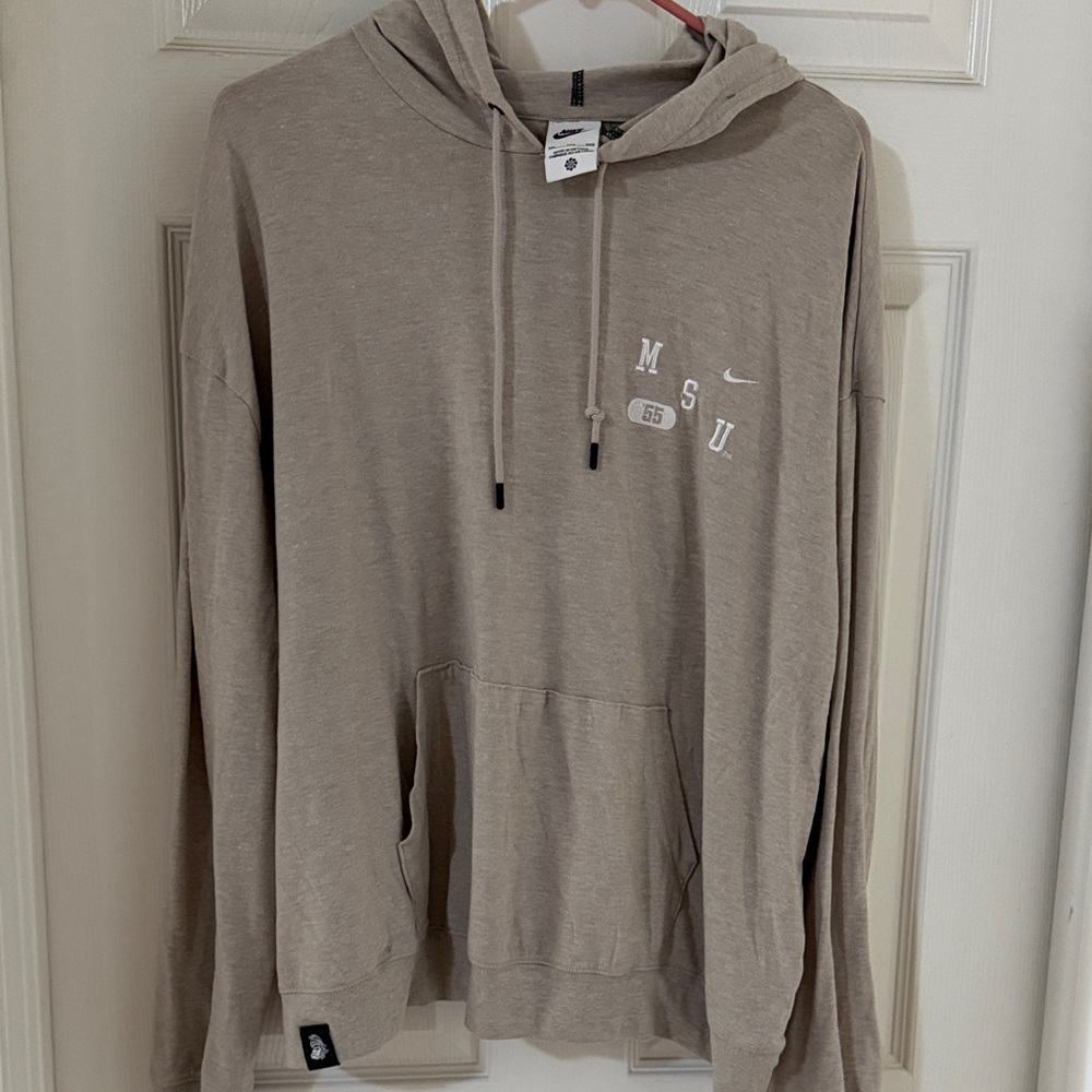 Nike Men's Beige Hoodie with MSU Logo